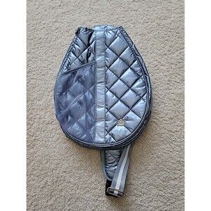 Oliver Thomas Sling Pickle Ball Tennis Racket Bag Metallic Blue Quilted Women’s